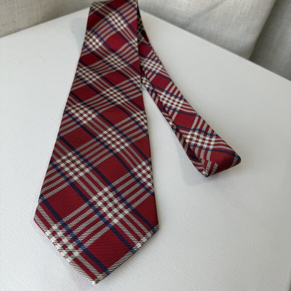 Ralph Lauren Red Plaid Silk Tie Holiday Tartan Made in USA 90s Vintage - Picture 15 of 15